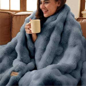 lot 7561 image: Bedsure Bubble Faux Fur Throw Blanket 50x70 Dusty Blue