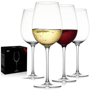 lot 7563 image: JBHO Hand Blown Italian Crystal Red or White Wine Glasses Set of 4 18 Oz