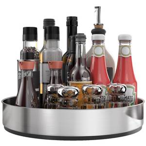 lot 7573 image: VAEHOLD Lazy Susan Turntable Stainless Steel Black Spice Rack 10 Inch