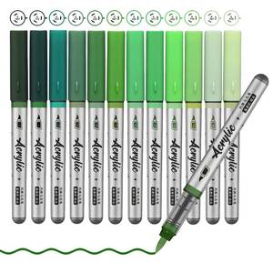 lot 8133 image: ZZWUAPT Acrylic Paint Pens 12 Color Brush Tip Paint Markers Set