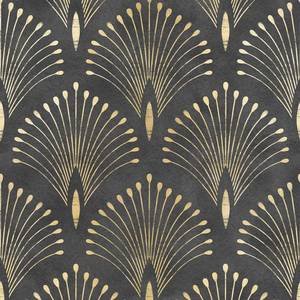 lot 8138 image: Livelynine Peel and Stick Wallpaper Art Deco Black and Gold 17.5 x 276 In