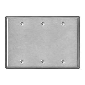 lot 8150 image: BESTTEN Wall Plate 3-Gang Blank Brushed Stainless Steel Standard Size