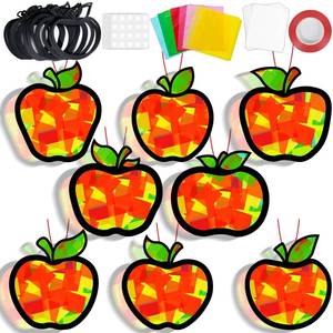 lot 8178 image: QOUBAI Apple Suncatcher Craft Kit Stained Glass Effect 32 Sets