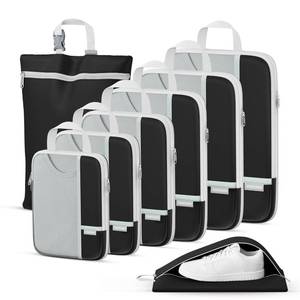 lot 9265 image: Percover Compression Packing Cubes for Travel, 8-Piece Structured Compression Organizer Set with Laundry Bag & Shoe Bag for Carry-On & Checked Luggage, Black