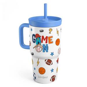 lot 17567 image: SANDJEST Stainless Steel Tumbler 20 oz With Handle and Silicone Straw Lid