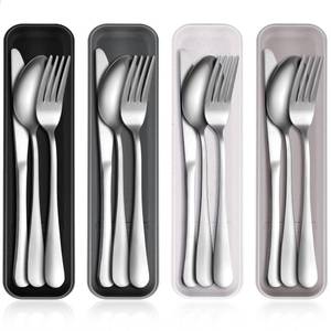 lot 17569 image: Yinkin Travel Silverware Set 4 Pack with Case Black