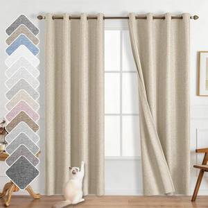 lot 17577 image: CAINVIK Linen Textured Blackout Curtains 2 Panels 52 x 84 Inch Wheat