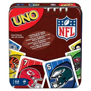 lot 17583 image: Mattel Games UNO NFL Card Game Storage Tin