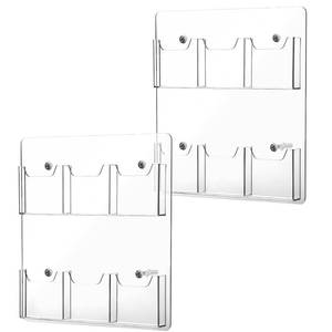 lot 17590 image: Eersida 2 Pack Acrylic Brochure Holder Wall Mount 15 x 13 Inch 6 Pocket