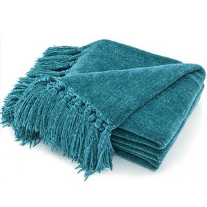 lot 17593 image: RECYCO Chenille Throw Blanket 50 x 60 in Teal