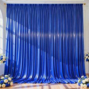lot 18304 image: Wish Care Royal Blue Glitter Satin Backdrop Curtains 2 Panels 10x10 FT