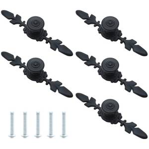 lot 18320 image: Kyuionty Cabinet Knob with Backplate 4.8 Inch Length Antique Black 5 Pack