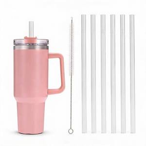 lot 18339 image: Replacement Straws for Stanley 30 oz 40 oz Tumbler 6 Pack with Brush