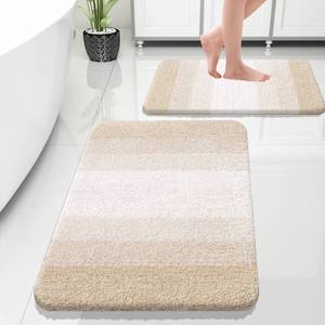 lot 18344 image: OLANLY Microfiber Bath Rug Set 2 Piece Light Beige