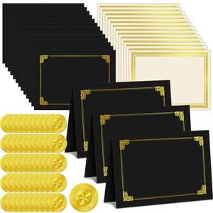 lot 19767 image: Geyee Certificate Holder Kit 150 Pcs Black With 50 Holders, Papers & Seals