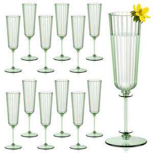 lot 19772 image: Detachable Plastic Champagne Flutes Sage Green 5.5 Oz 12 Pack