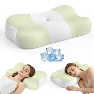 lot 19777 image: VYLEE Cervical Neck Pillow Memory Foam High-Low Single-Sided Green
