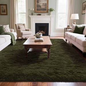 lot 19787 image: Shag Runner Rug 2x6 Olive Green
