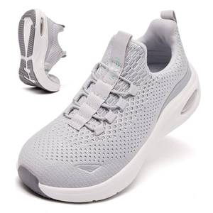 lot 19801 image: LOCFIR Womens Slip-On Walking Sneakers Wide Width Grey Size 7.5