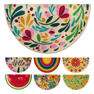 lot 19820 image: LUA VIKA Coir Door Mat Half Circle 16 x 27.5 in Flora
