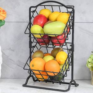 lot 19829 image: Wetheny 2 Tier Iron Fruit Basket Matte Black