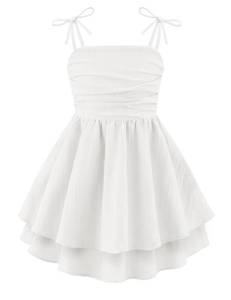 lot 20127 image: Arshiner Girls Spaghetti Strap Midi Dress White Size 14-16