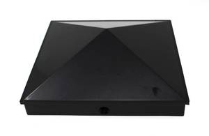 lot 20347 image: JSP Manufacturing Black Plastic Pyramid Fence Post Cap 8 x 8 Inch 2 Pack