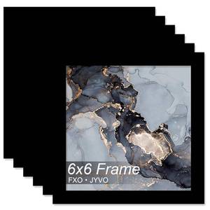 lot 20359 image: 6x6 Square Picture Frame Set of 6 Tabletop Wall Mount Black