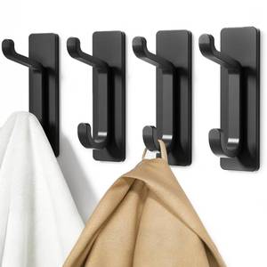 lot 20405 image: Pickpiff Adhesive Coat & Towel Hooks 13 LB Black 4 Pack