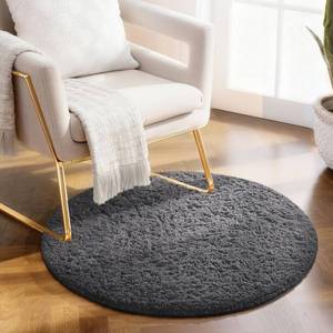 lot 20428 image: Ophanie Round Shag Area Rug 2 Ft Grey