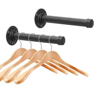 lot 20432 image: Cazzon Wall Mounted Clothes Rack Cast Iron Pipe Black 8 Inch 2 Pack