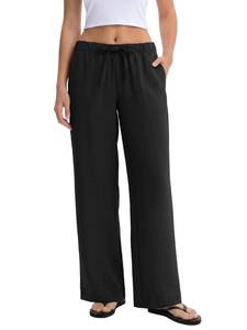 lot 20438 image: Abonlen Womens Wide Leg Pants Crepe Trousers 27.5 Inseam Black Large