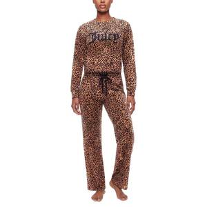 lot 20440 image: Juicy Couture Womens Velvet Fleece Pajama Set with Long Sleeve Top &amp Pants, Large