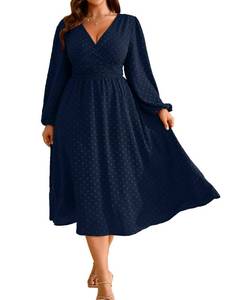 lot 20443 image: RWJ Womens Plus Size Wrap Dress V Neck Navy Blue XXL