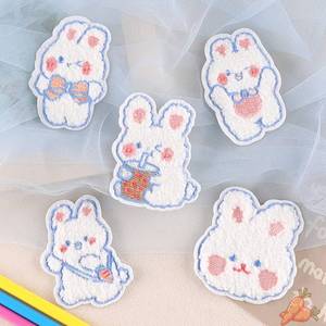 lot 20457 image: Rabbit Bunny Iron On Patches 5 Pieces Embroidered Sew On Applique