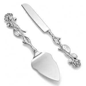 lot 20461 image: LUXINTHRA Wedding Cake Knife and Server Set 2 Pcs Silver Zinc Alloy