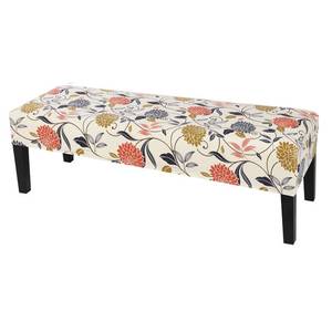 lot 20478 image: SearchI Stretch Dining Bench Cover Slipcover Orange Flower