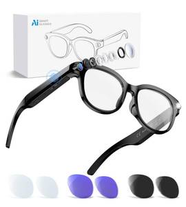 lot 20485 image: Giwbeiv AI Smart Glasses 4K 8MP Camera with Audio, 3 Interchangeable Lenses