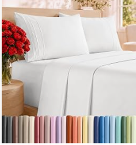 lot 1003 image: CGK Linens White Bed Linens Set in Clear Plastic Packaging - Twin