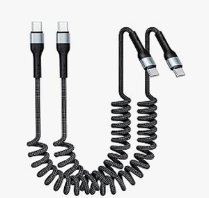 lot 8117 image: KIYODA USB C to C 3FT 2-Pack Coiled Charging Cables Black - Stock image may not match actual product images
