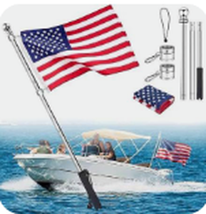 lot 18336 image: Fucnen Boat Flag Pole Kit Marine-Grade 316 Stainless Steel Adjustable Design - Stock image may not match actual product images