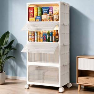 lot 1060 image: 4-Tier Stackable Plastic Storage Bins with Lid 136 QT