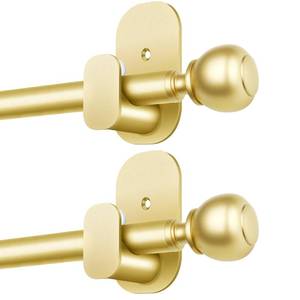 lot 1101 image: USFOOK Adjustable Gold Curtain Rods No Drill 16-30 Inch 2 Pack