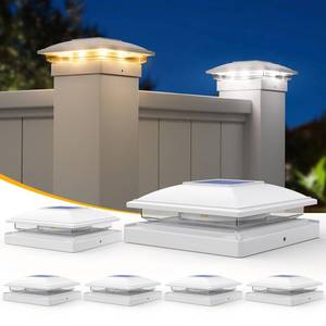 lot 1108 image: APONUO Solar Post Cap Lights, 6 Pack, IP64 Waterproof, 4x4 5x5 6x6 Posts