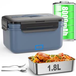lot 1113 image: Monteka Cordless Electric Heated Lunch Box 1.8L Rechargeable Food Warmer