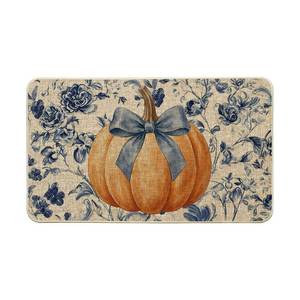 lot 2330 image: Artoid Mode Doormat Blue Pumpkin Bow Fall 17 x 29 Inch