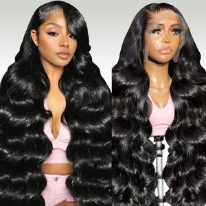lot 2343 image: Tueoku 34 Inch Body Wave Lace Front Wig Human Hair 13x6 Frontal