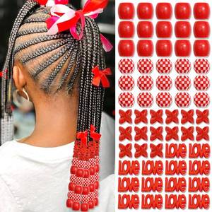 lot 2354 image: NAISKA 60 Pcs Red Christmas Hair Beads for Braids and Dreadlocks