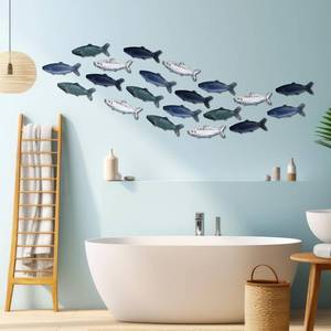 lot 2355 image: Blulu 20 Pcs Metal Fish Wall Decor 3D Coastal Ocean Beach Art