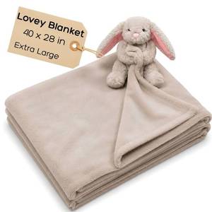 lot 2359 image: PLUMBRUNIC Baby Blanket with Stuffed Bunny Lovey XL 40 x 28 Inch